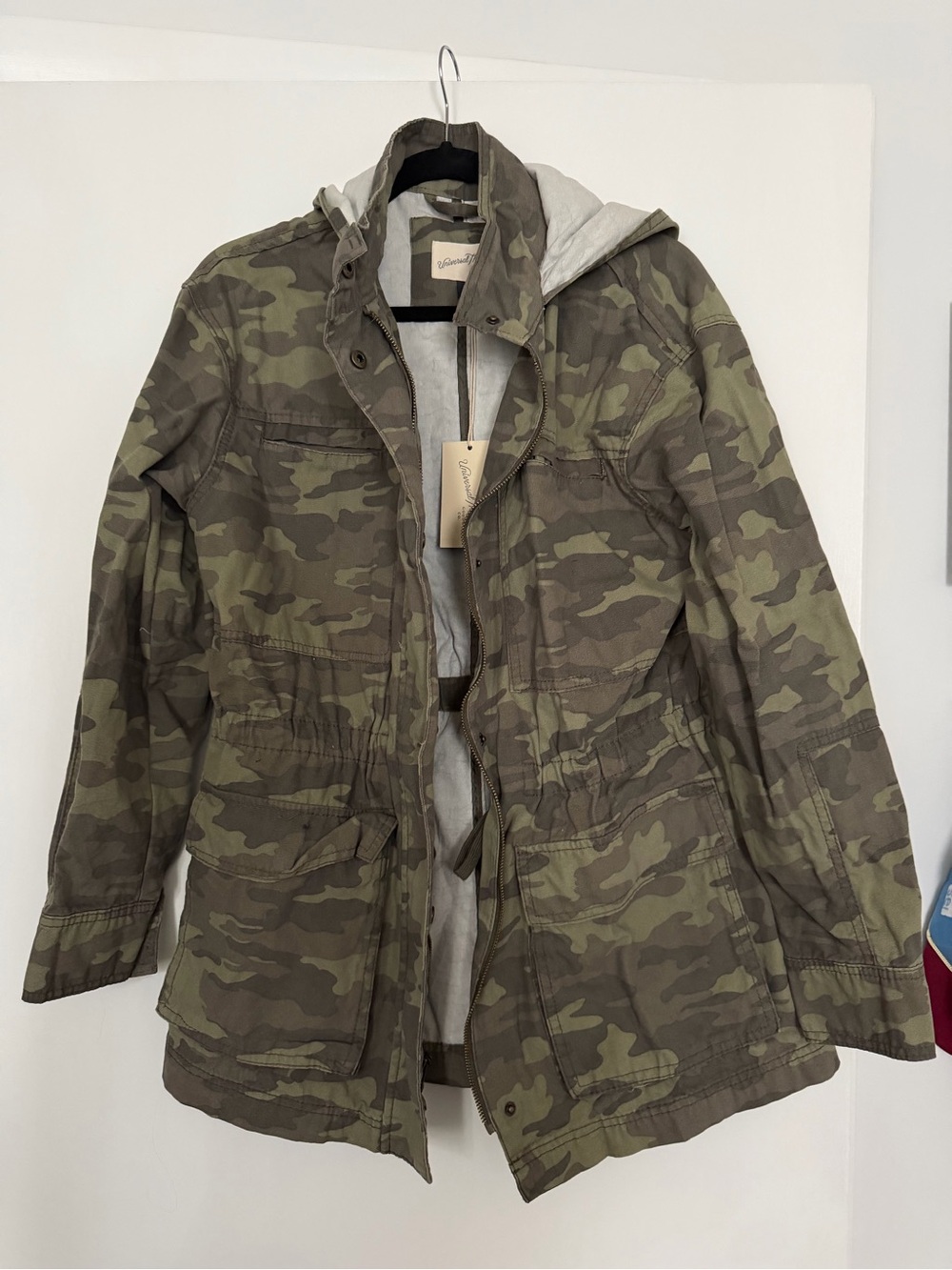Universal Thread Olive Green Camo Utility Jacket with Hooded Lining